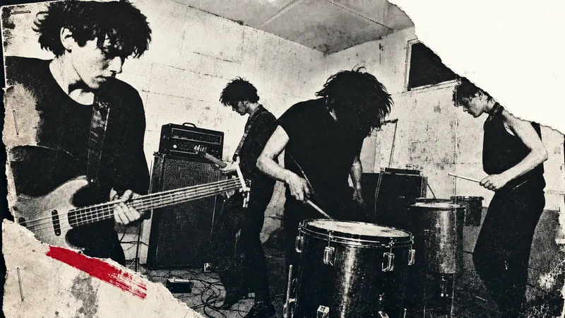A raw black-and-white photocopy collage evokes Dead Can Dance&rsquo;s early Melbourne rehearsal-room energy.