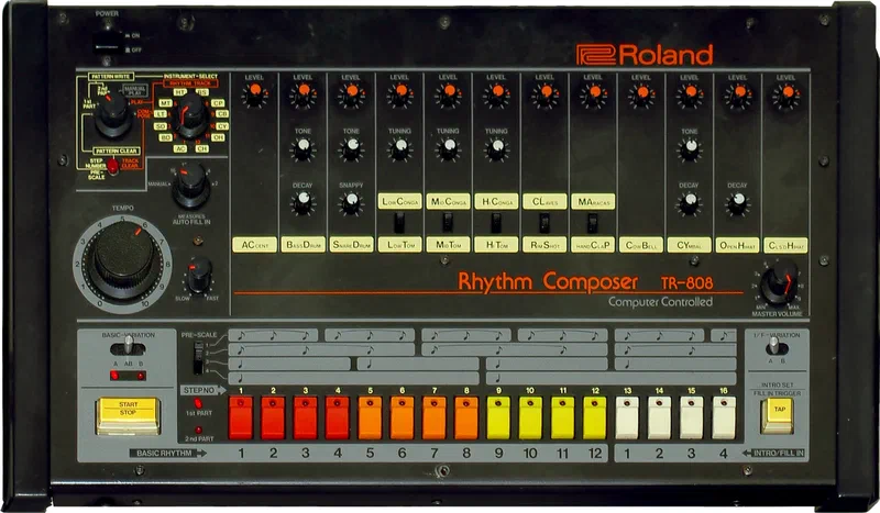 Roland TR-808 rhythm composer, an emblem of machine rhythm across electronic and hip-hop traditions